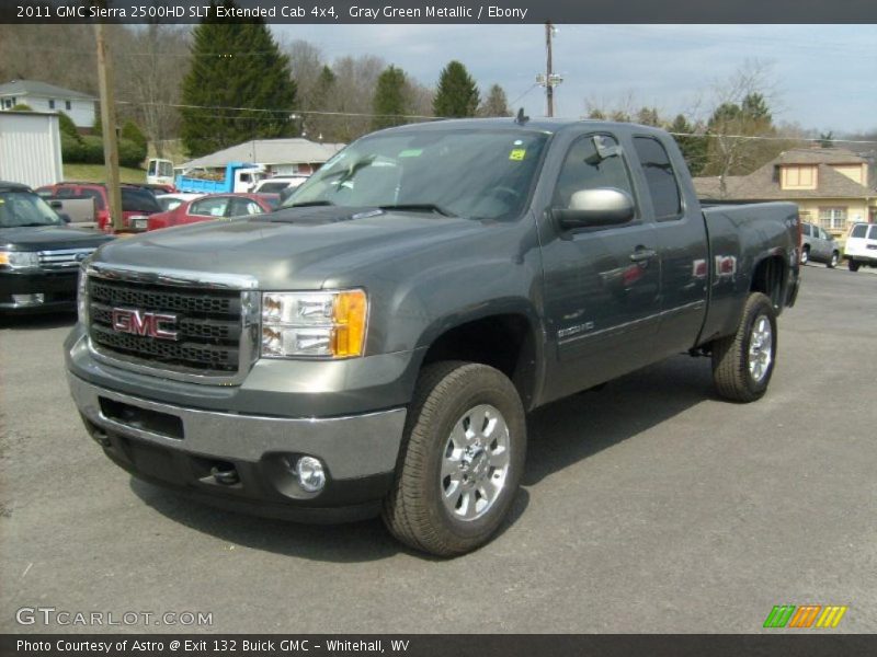 Gray Green Metallic / Ebony 2011 GMC Sierra 2500HD SLT Extended Cab 4x4