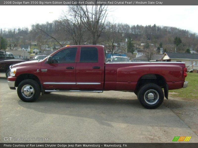 Inferno Red Crystal Pearl / Medium Slate Gray 2008 Dodge Ram 3500 Big Horn Edition Quad Cab 4x4 Dually