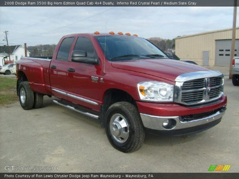 Inferno Red Crystal Pearl / Medium Slate Gray 2008 Dodge Ram 3500 Big Horn Edition Quad Cab 4x4 Dually