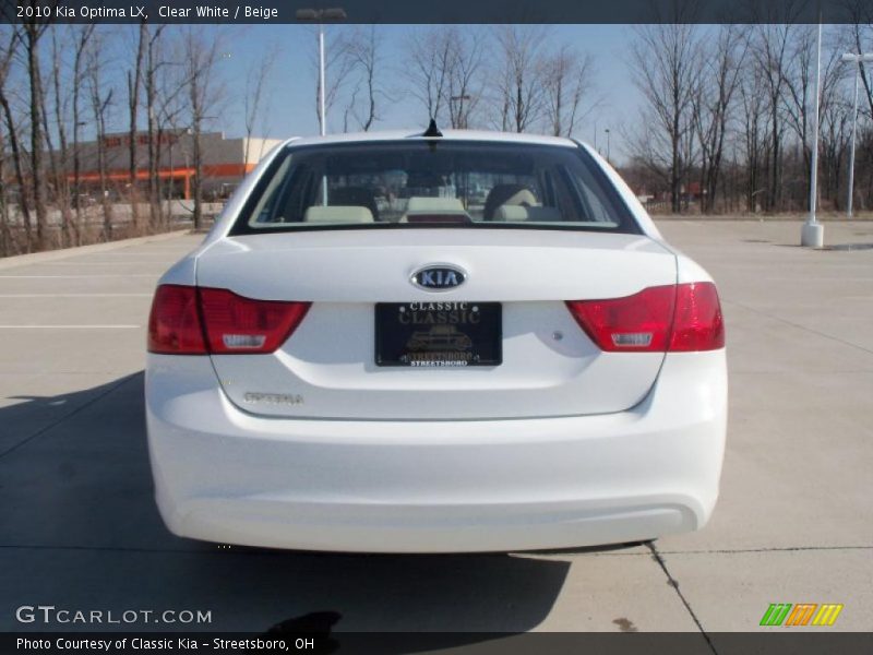 Clear White / Beige 2010 Kia Optima LX