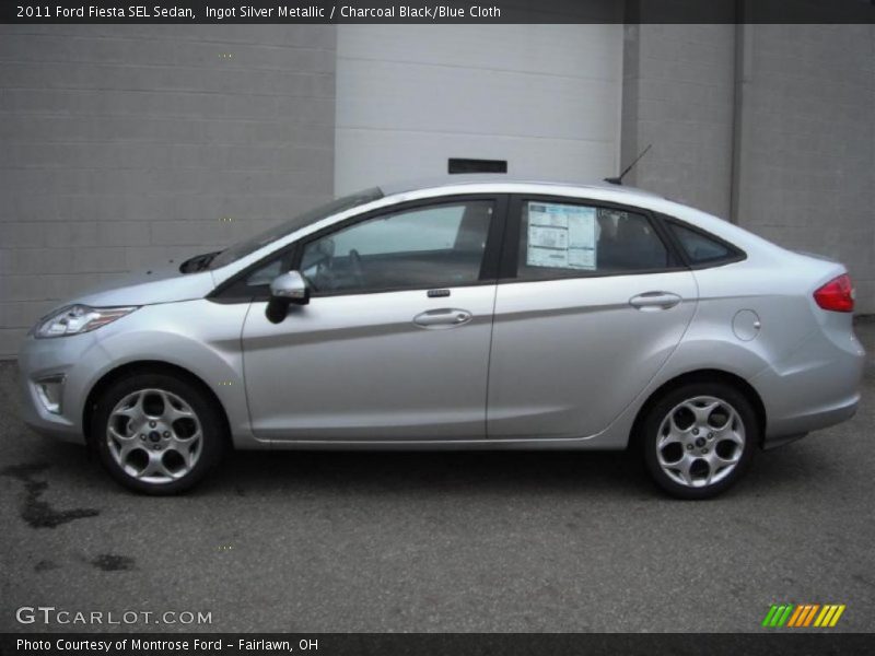 Ingot Silver Metallic / Charcoal Black/Blue Cloth 2011 Ford Fiesta SEL Sedan