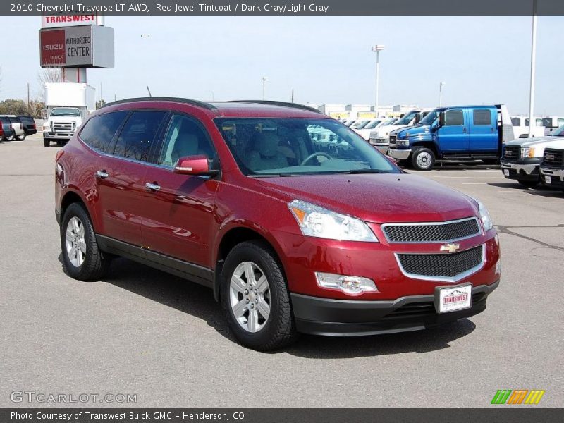 Red Jewel Tintcoat / Dark Gray/Light Gray 2010 Chevrolet Traverse LT AWD