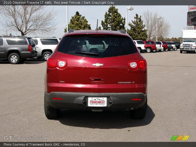 Red Jewel Tintcoat / Dark Gray/Light Gray 2010 Chevrolet Traverse LT AWD