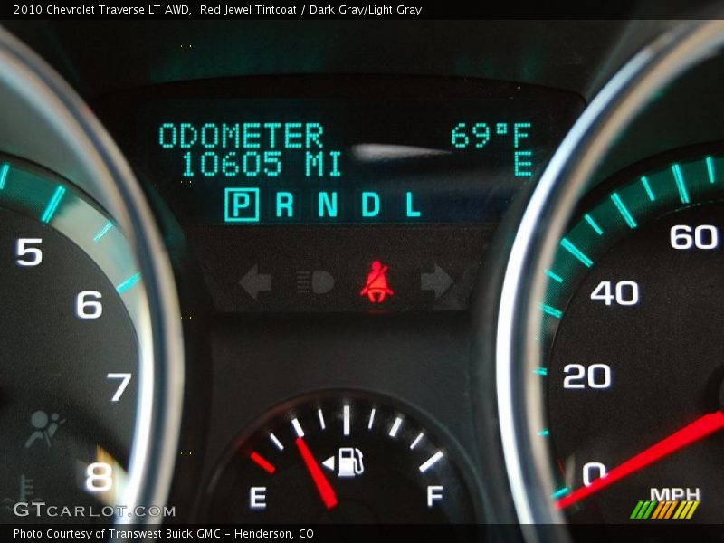 Red Jewel Tintcoat / Dark Gray/Light Gray 2010 Chevrolet Traverse LT AWD