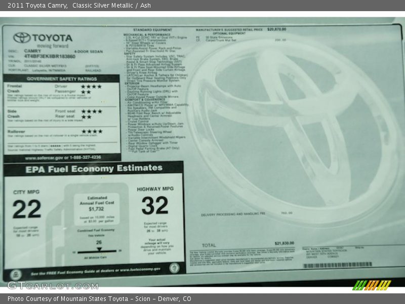 Classic Silver Metallic / Ash 2011 Toyota Camry