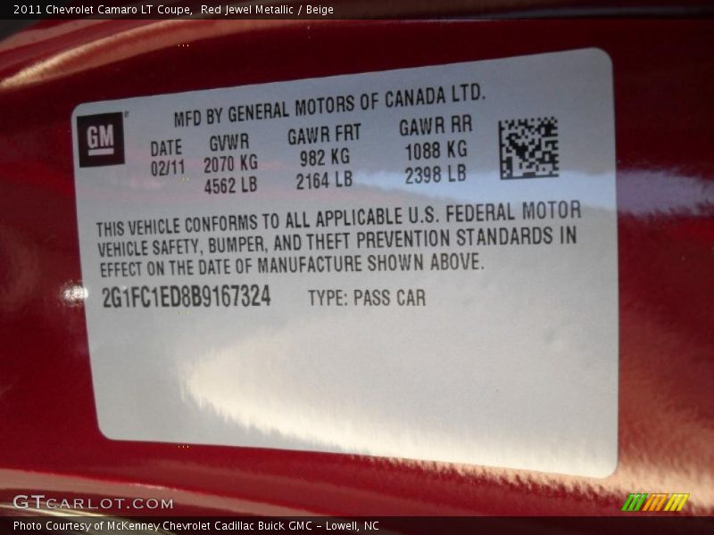 Red Jewel Metallic / Beige 2011 Chevrolet Camaro LT Coupe