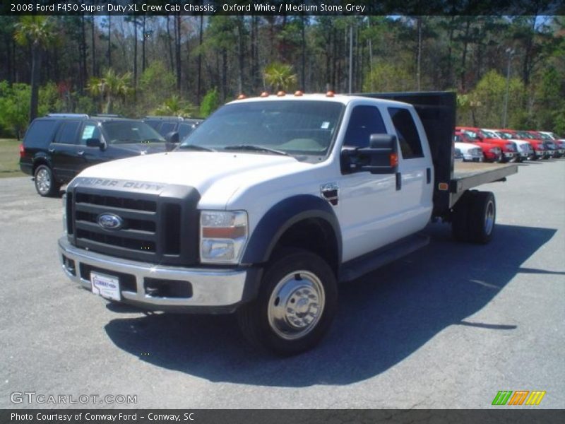 Oxford White / Medium Stone Grey 2008 Ford F450 Super Duty XL Crew Cab Chassis