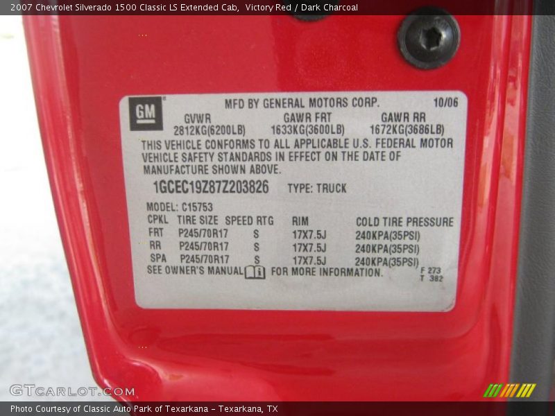 Victory Red / Dark Charcoal 2007 Chevrolet Silverado 1500 Classic LS Extended Cab