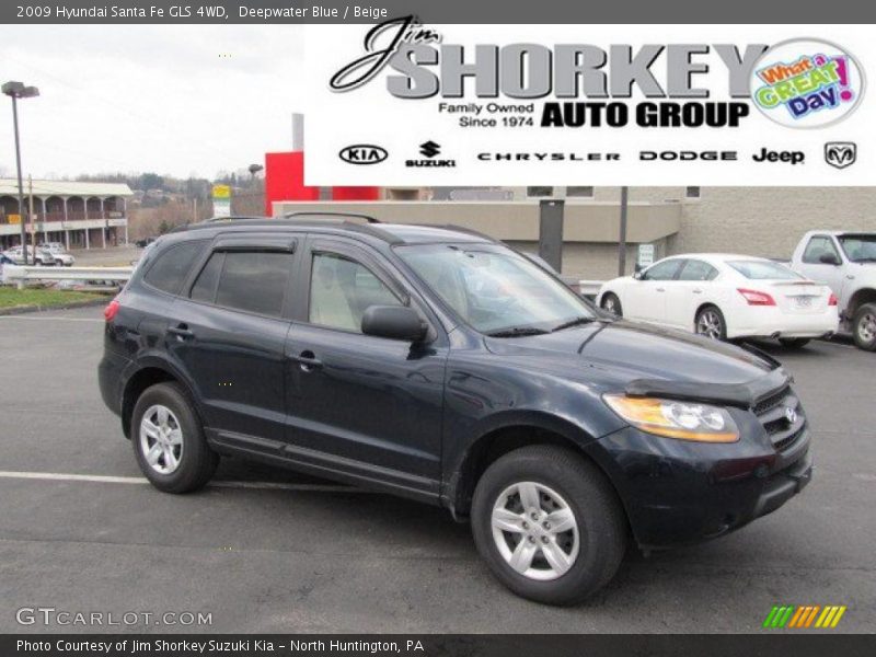 Deepwater Blue / Beige 2009 Hyundai Santa Fe GLS 4WD