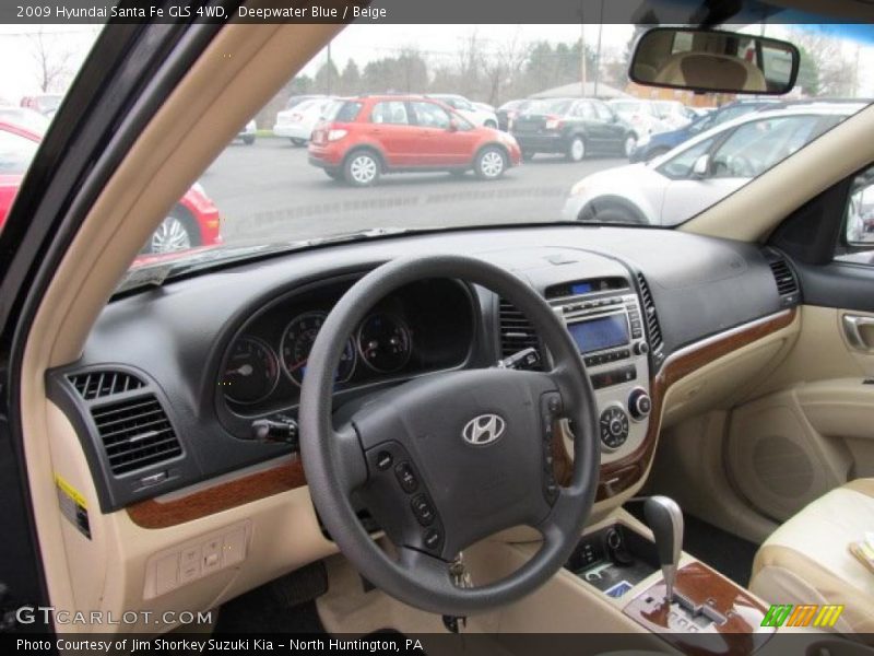 Deepwater Blue / Beige 2009 Hyundai Santa Fe GLS 4WD