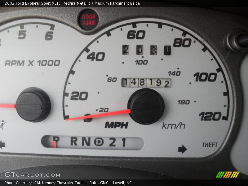 Redfire Metallic / Medium Parchment Beige 2003 Ford Explorer Sport XLT