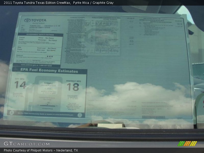  2011 Tundra Texas Edition CrewMax Window Sticker