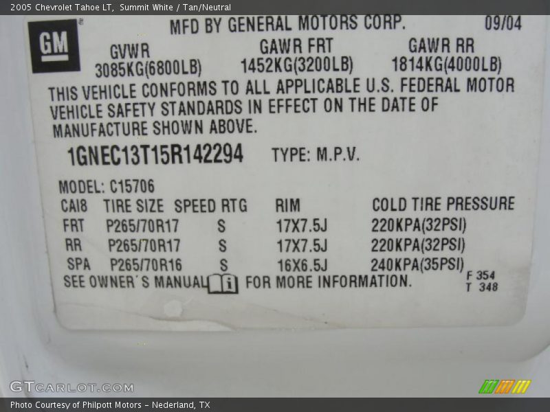 Summit White / Tan/Neutral 2005 Chevrolet Tahoe LT