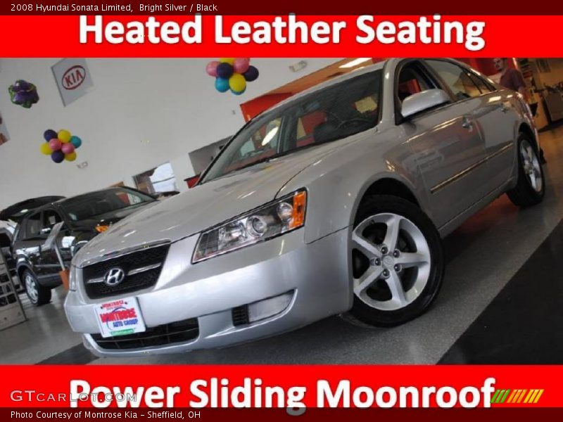 Bright Silver / Black 2008 Hyundai Sonata Limited