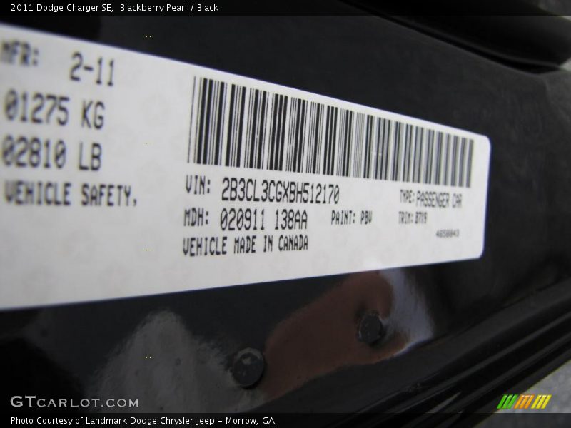 Blackberry Pearl / Black 2011 Dodge Charger SE