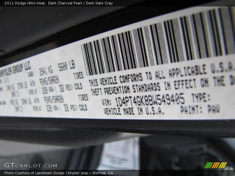 Dark Charcoal Pearl / Dark Slate Gray 2011 Dodge Nitro Heat