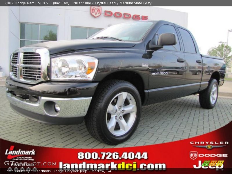 Brilliant Black Crystal Pearl / Medium Slate Gray 2007 Dodge Ram 1500 ST Quad Cab