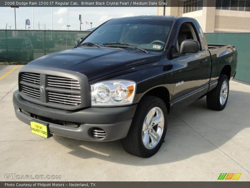 Brilliant Black Crystal Pearl / Medium Slate Gray 2008 Dodge Ram 1500 ST Regular Cab