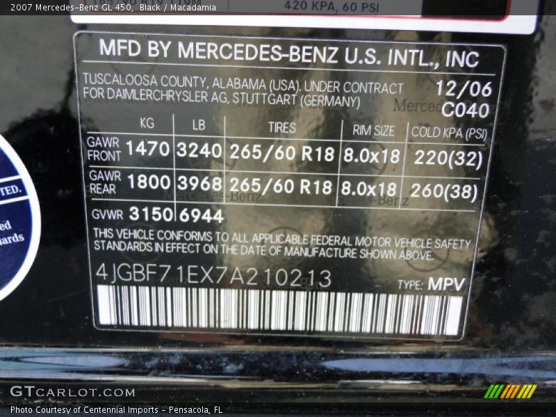 Black / Macadamia 2007 Mercedes-Benz GL 450