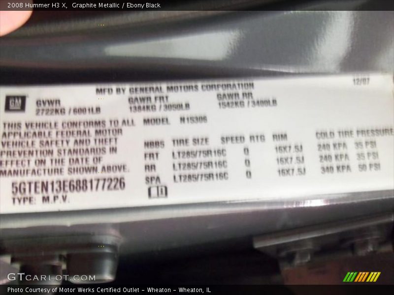 Graphite Metallic / Ebony Black 2008 Hummer H3 X