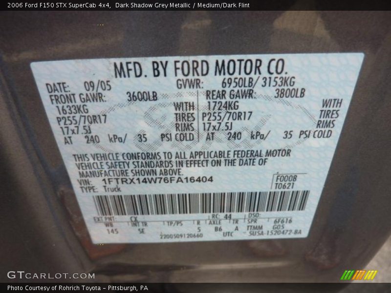Dark Shadow Grey Metallic / Medium/Dark Flint 2006 Ford F150 STX SuperCab 4x4