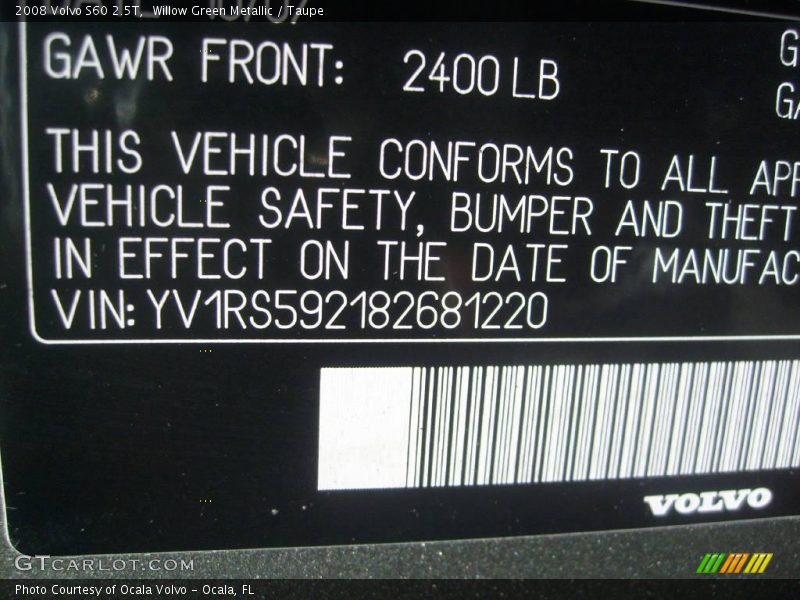 Willow Green Metallic / Taupe 2008 Volvo S60 2.5T