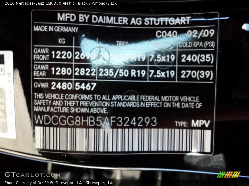 Black / Almond/Black 2010 Mercedes-Benz GLK 350 4Matic
