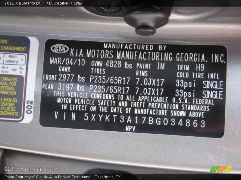 Titanium Silver / Gray 2011 Kia Sorento LX