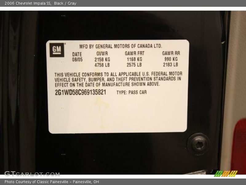Black / Gray 2006 Chevrolet Impala SS