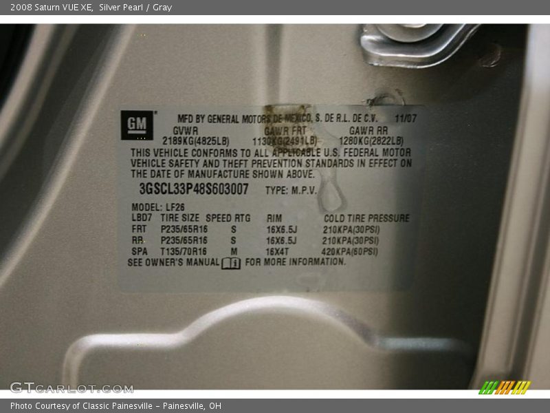 Silver Pearl / Gray 2008 Saturn VUE XE