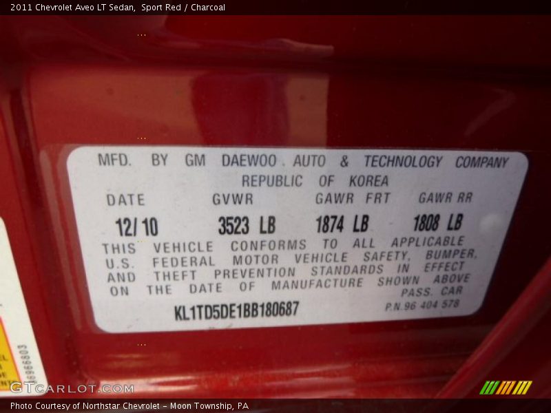 Sport Red / Charcoal 2011 Chevrolet Aveo LT Sedan