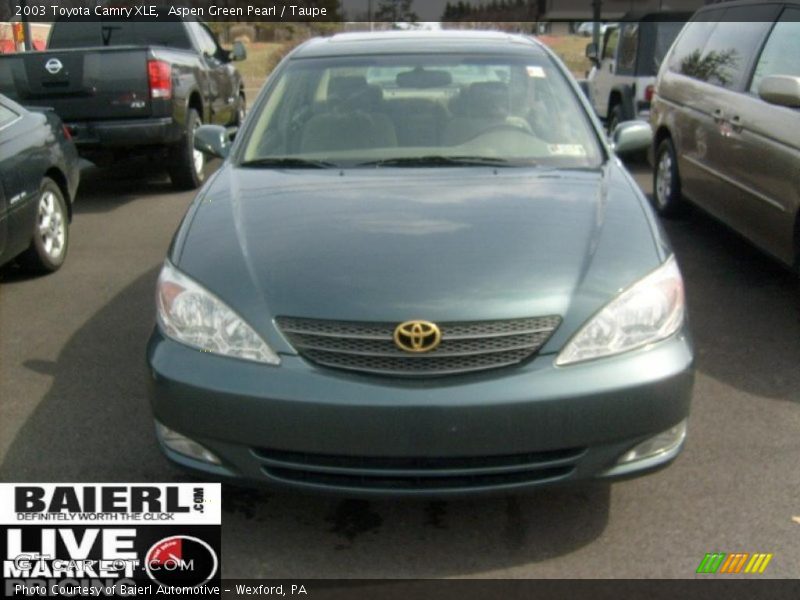 Aspen Green Pearl / Taupe 2003 Toyota Camry XLE