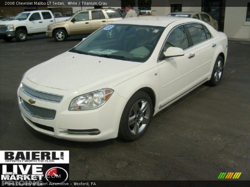White / Titanium Gray 2008 Chevrolet Malibu LT Sedan