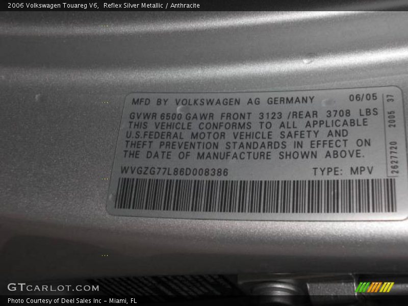 Reflex Silver Metallic / Anthracite 2006 Volkswagen Touareg V6