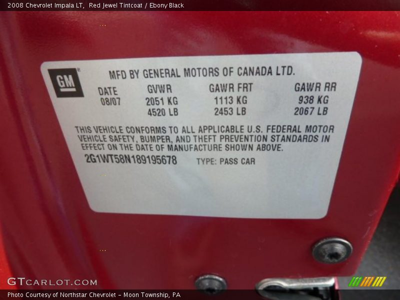 Red Jewel Tintcoat / Ebony Black 2008 Chevrolet Impala LT