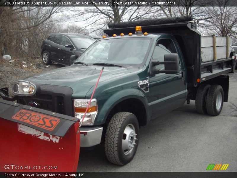 Forest Green Metallic / Medium Stone 2008 Ford F350 Super Duty XL Regular Cab 4x4 Plow Truck