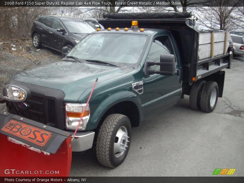 Forest Green Metallic / Medium Stone 2008 Ford F350 Super Duty XL Regular Cab 4x4 Plow Truck