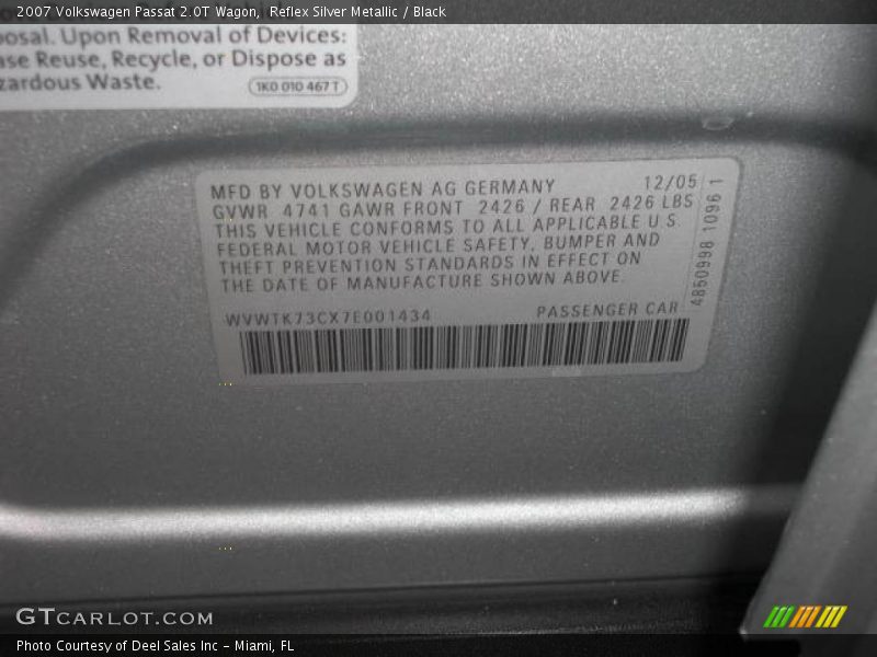 Reflex Silver Metallic / Black 2007 Volkswagen Passat 2.0T Wagon