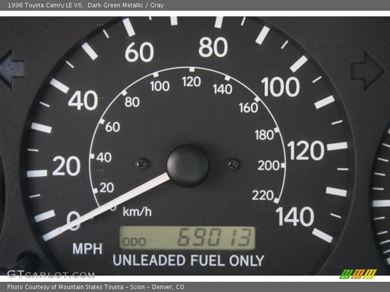 Dark Green Metallic / Gray 1998 Toyota Camry LE V6