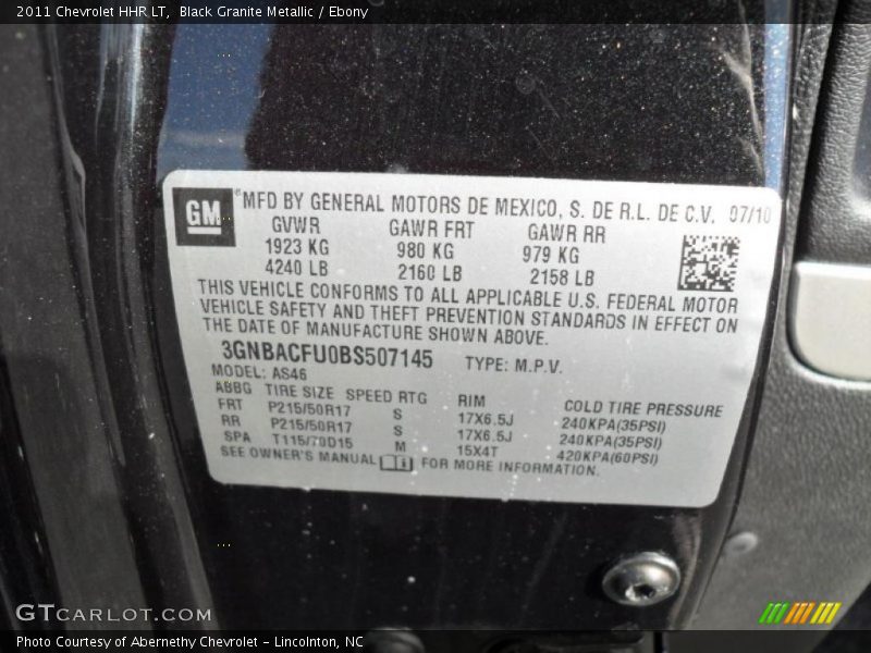 Black Granite Metallic / Ebony 2011 Chevrolet HHR LT