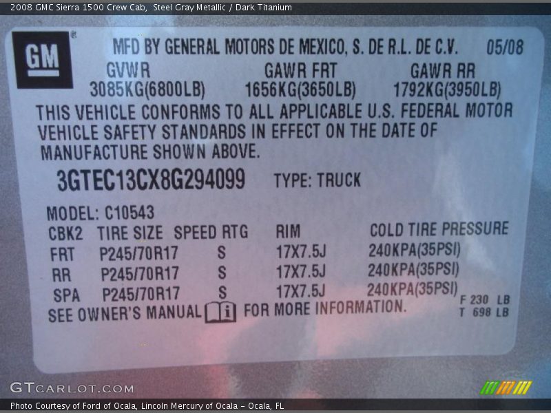 Steel Gray Metallic / Dark Titanium 2008 GMC Sierra 1500 Crew Cab