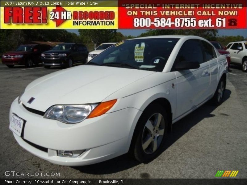 Polar White / Gray 2007 Saturn ION 3 Quad Coupe
