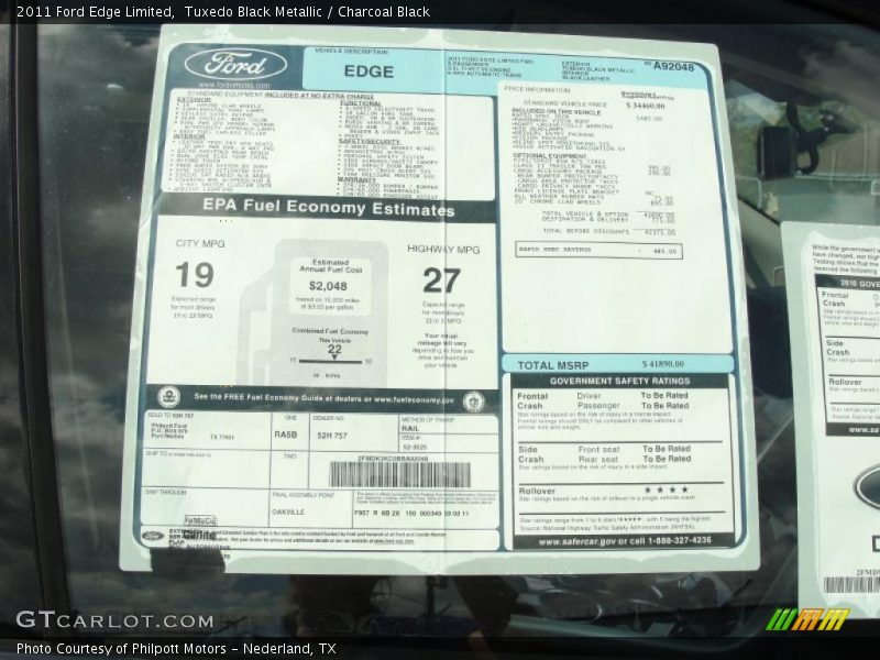  2011 Edge Limited Window Sticker