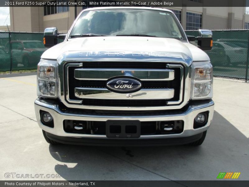 White Platinum Metallic Tri-Coat / Adobe Beige 2011 Ford F250 Super Duty Lariat Crew Cab