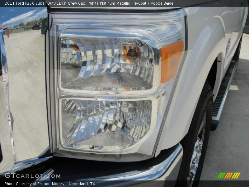 White Platinum Metallic Tri-Coat / Adobe Beige 2011 Ford F250 Super Duty Lariat Crew Cab