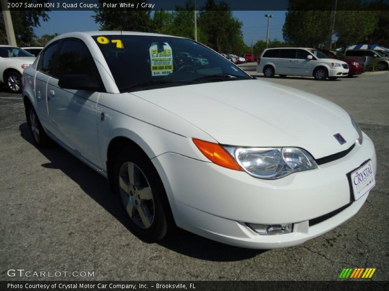 Polar White / Gray 2007 Saturn ION 3 Quad Coupe