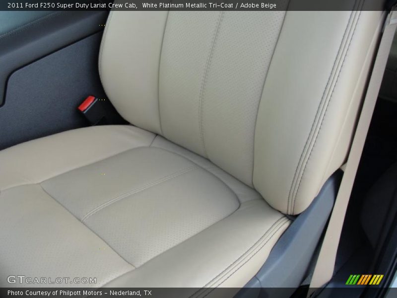 White Platinum Metallic Tri-Coat / Adobe Beige 2011 Ford F250 Super Duty Lariat Crew Cab