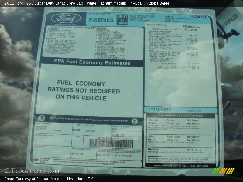  2011 F250 Super Duty Lariat Crew Cab Window Sticker