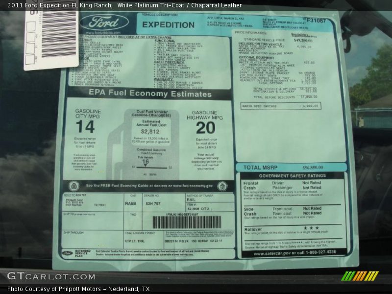  2011 Expedition EL King Ranch Window Sticker