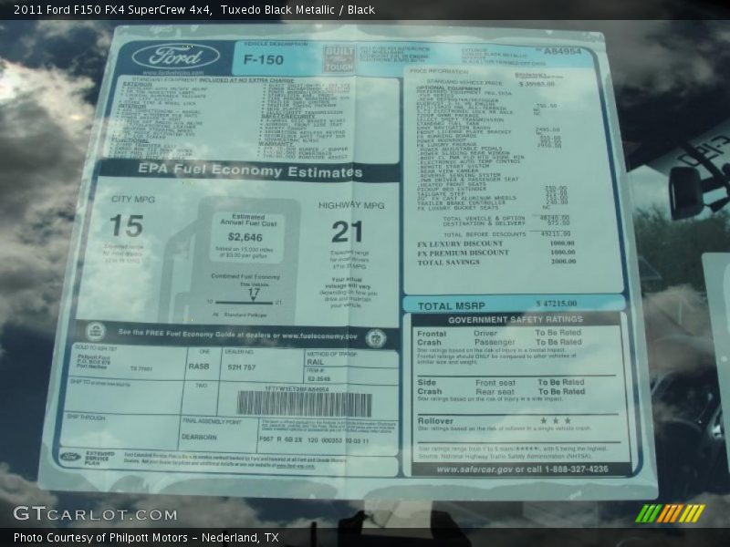  2011 F150 FX4 SuperCrew 4x4 Window Sticker